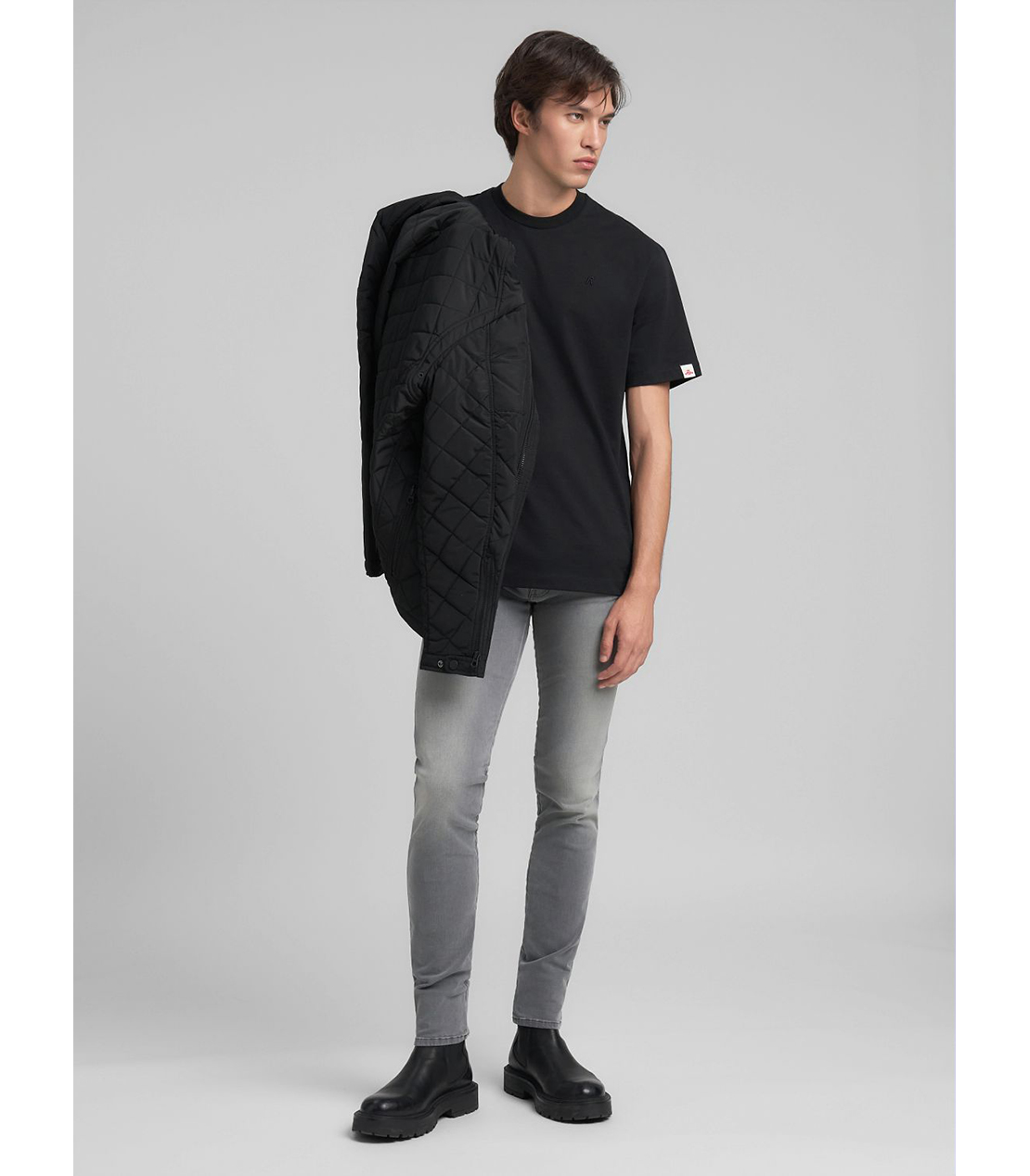 スリムフィットANBASS ブラックパワーストレッチデニム 詳細画像 グレー 2